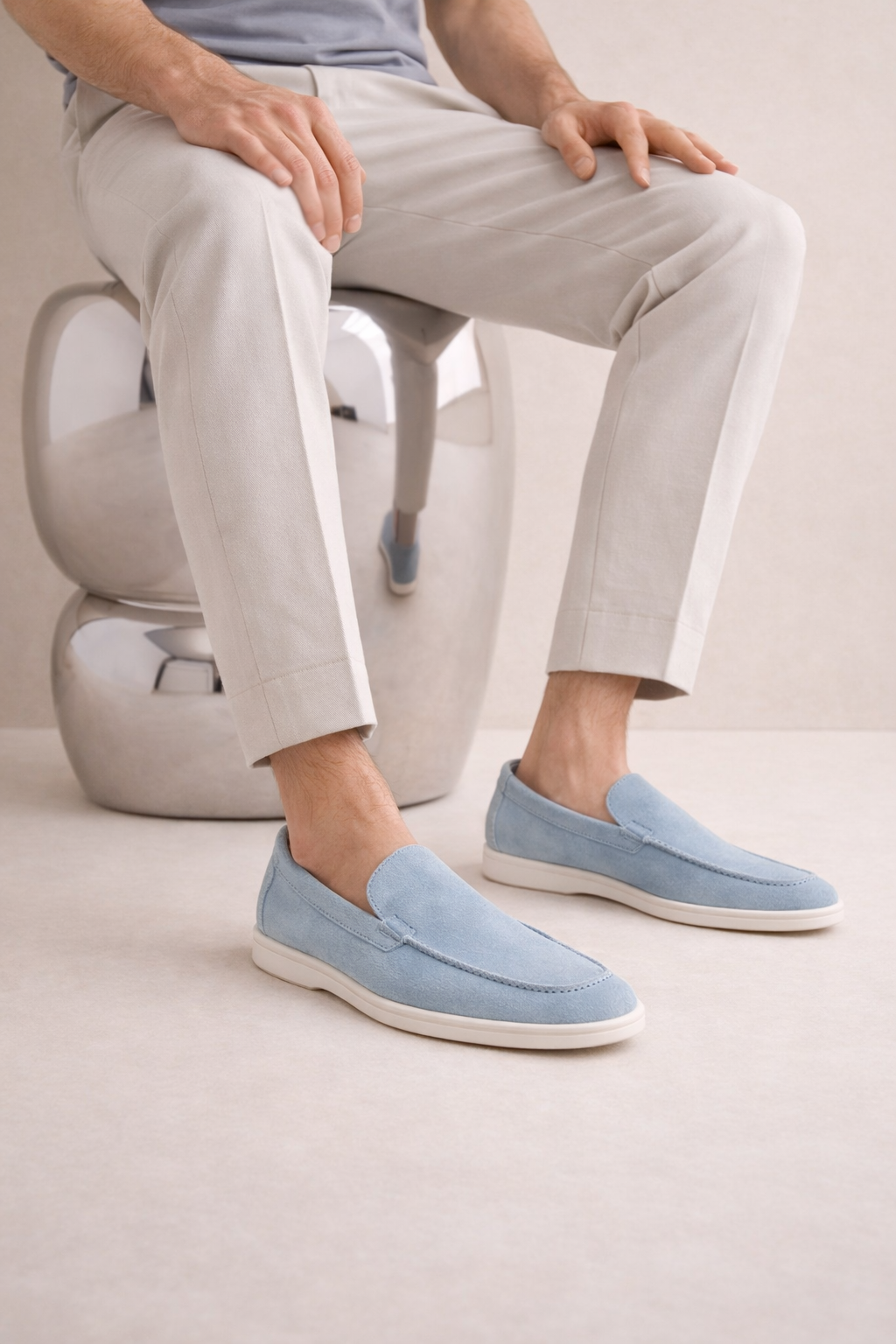 Leonis Suede Loafers Light Blue